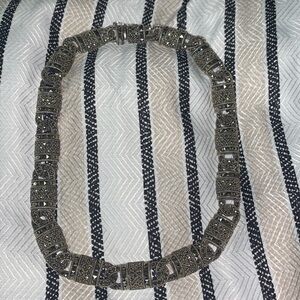 Rare sterling marquisate Diamond  barrel necklace!